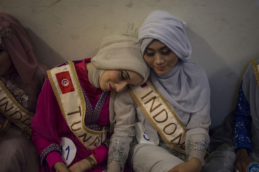 Участницы конкурса красоты «Мисс мусульманка мира» 