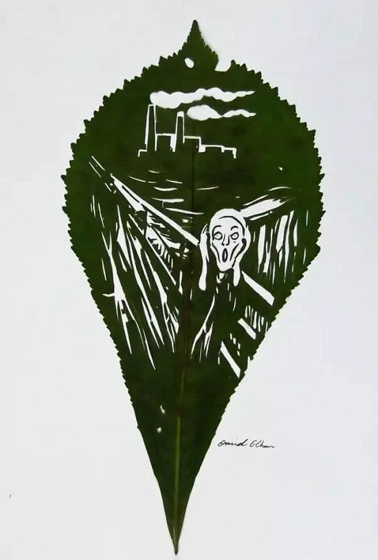 Листья превращаются в произведения искусства в руках художника Omid Asadi