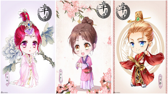 Карикатуры на персонажей из телесериала «Минь Юе»