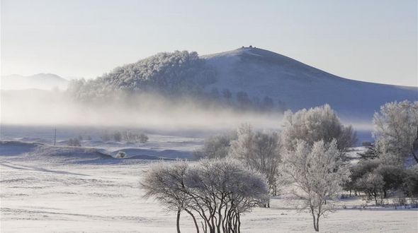 Морозная красота степей Уланьбутун во Внутренней Монголии