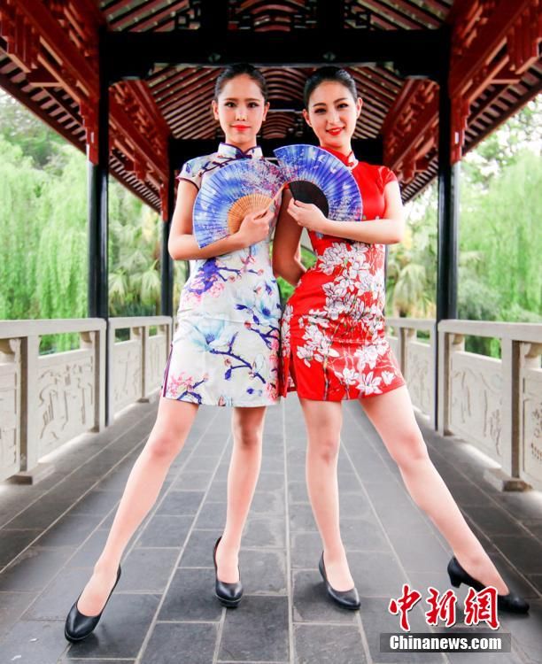 Стюардессы в китайской традиционной одежде Ципао