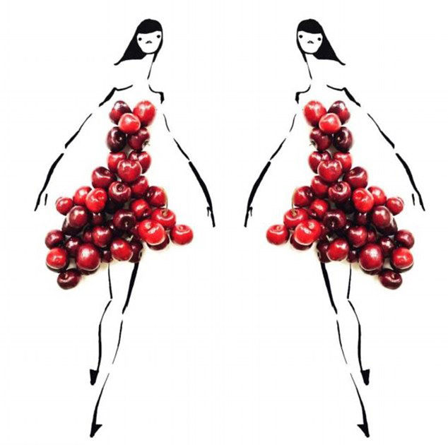 Американский фэшн-иллюстратор создает модные эскизы с использованием фруктов и овощей