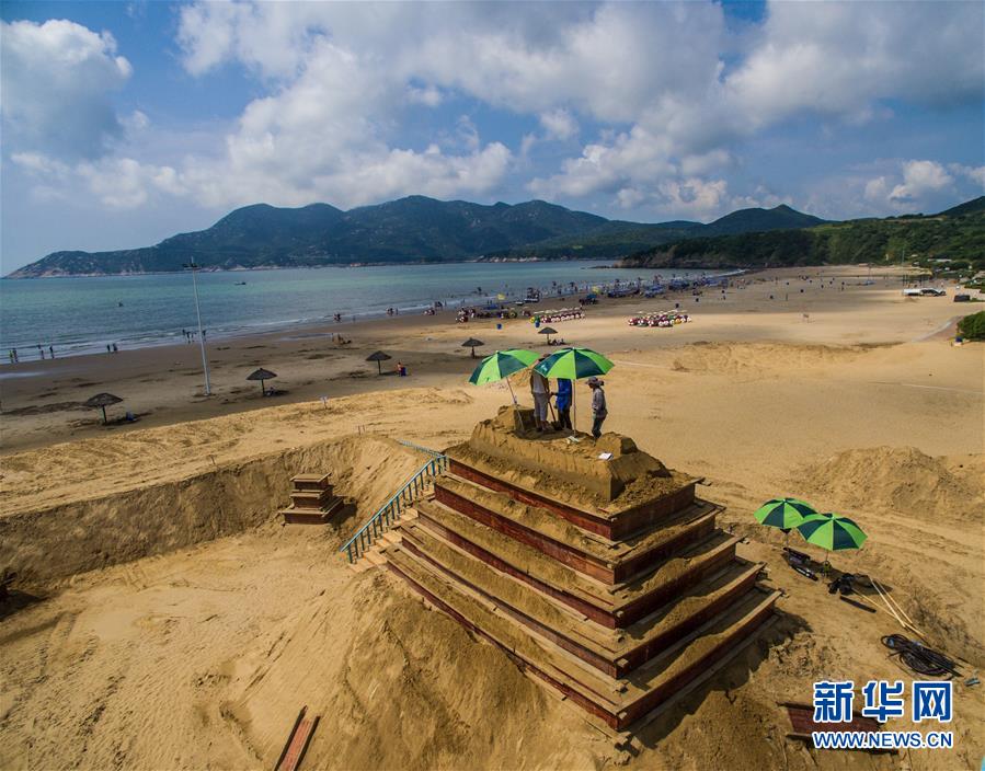 Выставка песчаной скульптуры, посвященная саммиту 'Группы 20', открылась в Чжоушане
