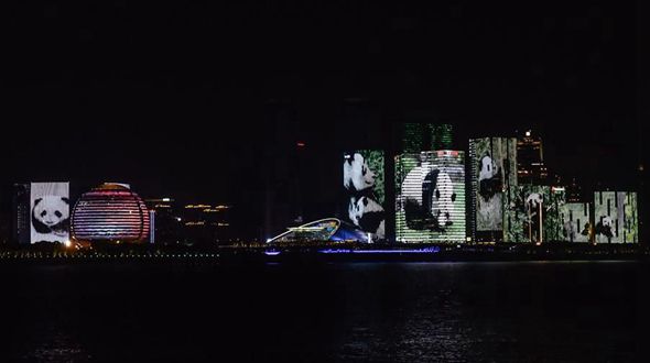 Световое шоу на набережной реки Цяньтанцзян в Ханчжоу