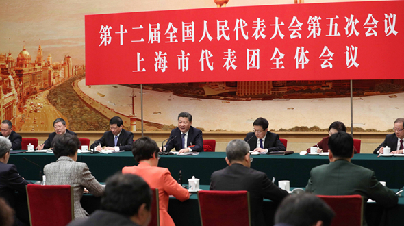 Си Цзиньпин принял участие в дебатах делегации Шанхая в рамках 5-й сессии ВСНП 12-го созыва