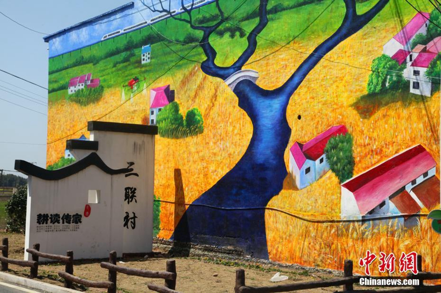 Картины в форме 3D на стенах домов крестьян в провинции Цзянси 