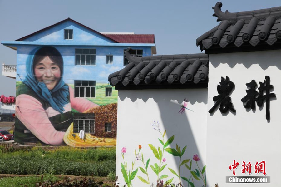 Картины в форме 3D на стенах домов крестьян в провинции Цзянси 