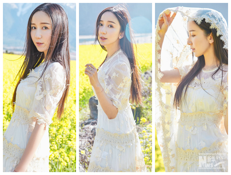 Актриса Лоу Исяо в море цветущего рапса