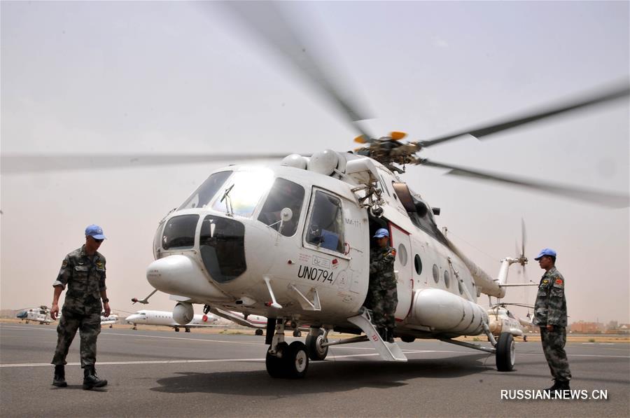 Вертолеты китайских миротворцев совершили первый полет в Судане 