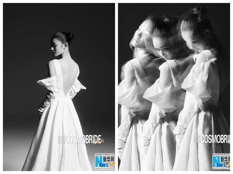 Черно-белые фотографии восходящей актрисы Линь Юнь для модного журнала