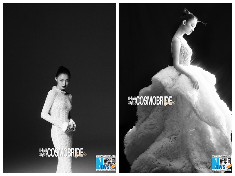Черно-белые фотографии восходящей актрисы Линь Юнь для модного журнала