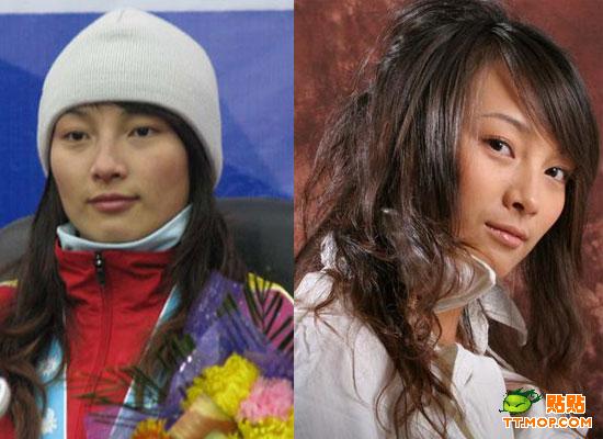 Las famosas deportistas chinas antes y despues de maquillarse 003