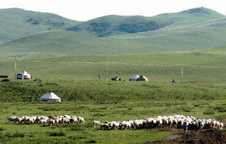 China se sitúa en cuarto lugar en el mundo en superficie de praderas. He aquí la inmensa estepa de Mongolia Interior.