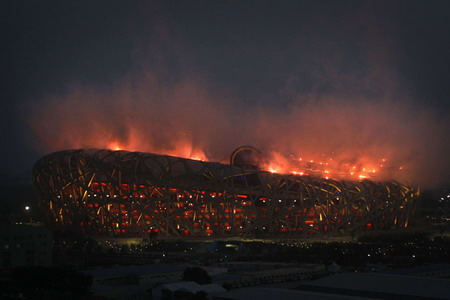 Prueba de fuegos artificiales para la inauguración de las Olimpiadas 1