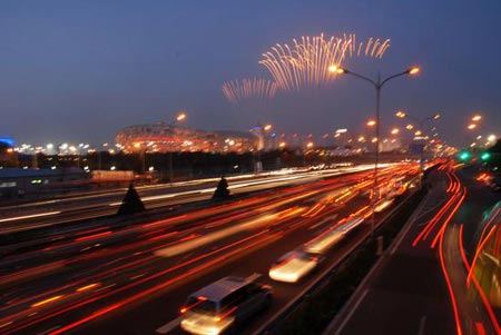 Prueba de fuegos artificiales para la inauguración de las Olimpiadas 10