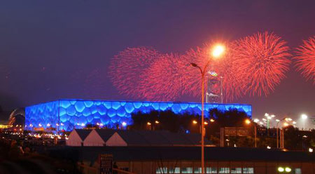 Prueba de fuegos artificiales para la inauguración de las Olimpiadas 11