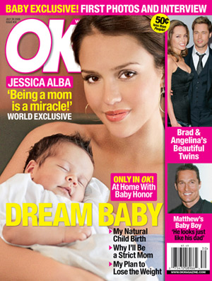 Jessica Alba posa con Honor en la portada de OK! 1