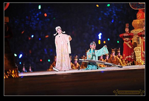 Representación de ópera tradicional china en inauguración de JJOO 2