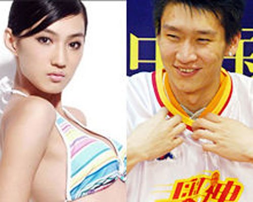 El jugador de baloncesto Sun Yue y su novia guapa1