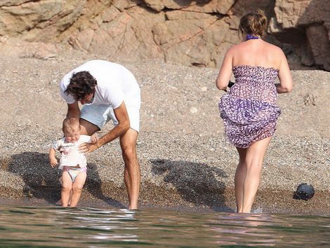 Federer con sus hijas gemelas