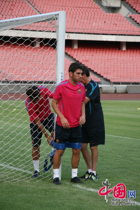 El primer entrenamiento formal de FC Barcelona antes del partido en Beijing