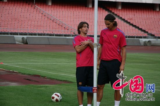 El primer entrenamiento formal de FC Barcelona antes del partido en Beijing