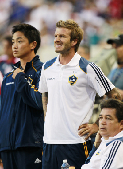 Beckham vio el partido entre los Angeles Galaxy y los Red Bulls