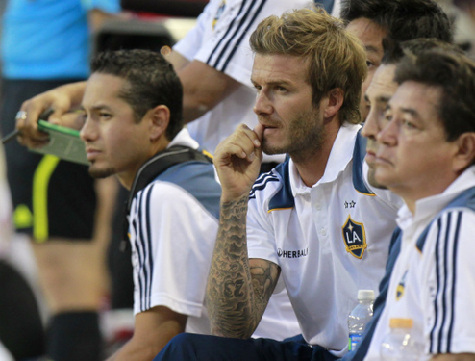 Beckham vio el partido entre los Angeles Galaxy y los Red Bulls