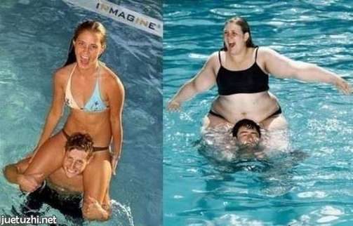 Mismas fotos, diferentes efectos de los gordos y delgados