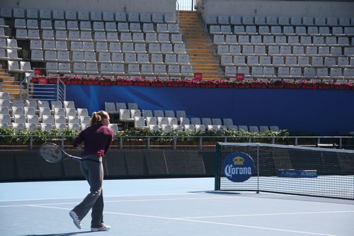 Wozniacki entrena y prepara para el partido final del individual femenino