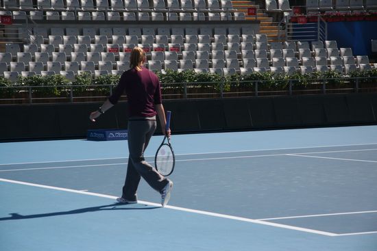 Wozniacki entrena y prepara para el partido final del individual femenino