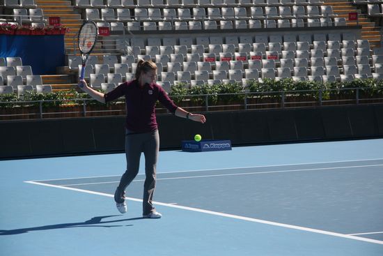 Wozniacki entrena y prepara para el partido final del individual femenino