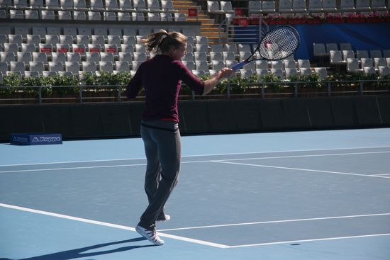 Wozniacki entrena y prepara para el partido final del individual femenino