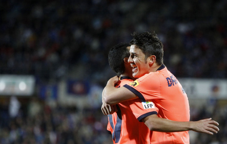 La Liga española: el Barça derrota al Getafe con 3-1, Villa y Messi tiran los goles