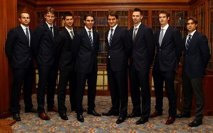 Los tenistas guapos en la rueda de ATP, Nadal y Federer llevaban buen humor