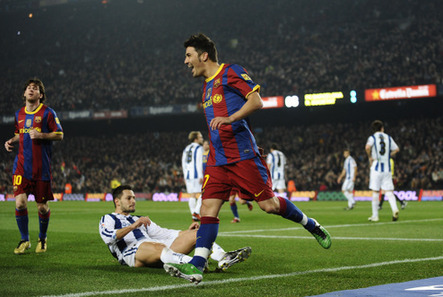 El Barça derrota al Real Sociedad con 5-0 con los brillantes goles de Villa, Iniesta y Messi