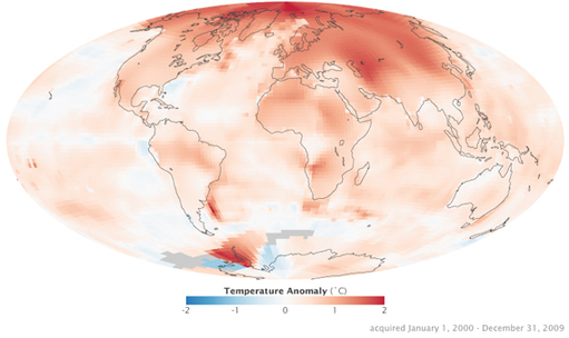 NASA publica mapa  calentamiento global 2