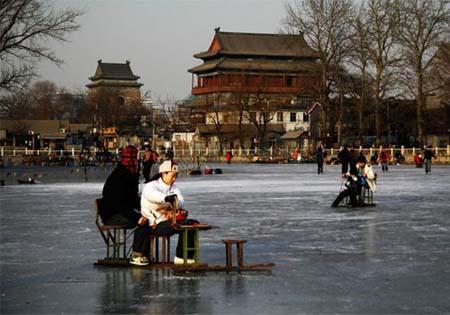 invierno Beijing Houhai actividades aire libre 1