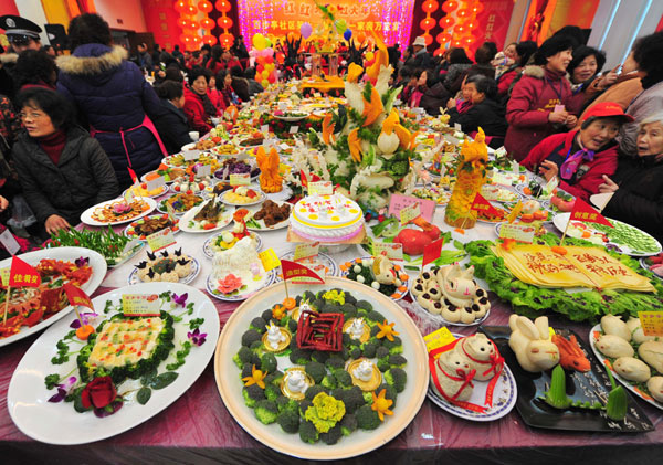 Banquete enorme escala año nuevo chino 1