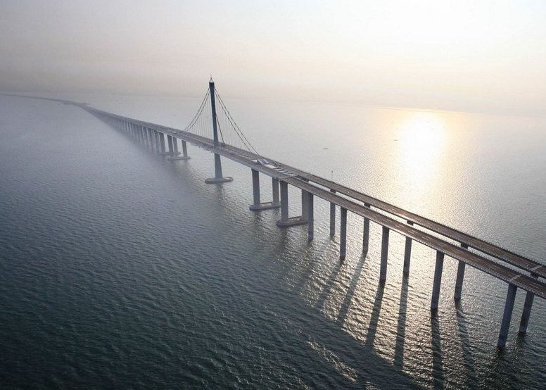 infraestructura, puente, más largo del mundo, China, Qingdao, Tsingtao