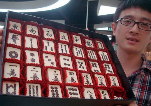 Chocolate en forma de Mahjong llama la atención del público