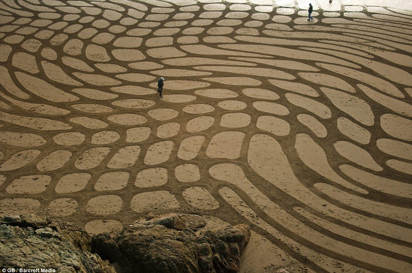 Artista crean enormes pinturas en la playa 10