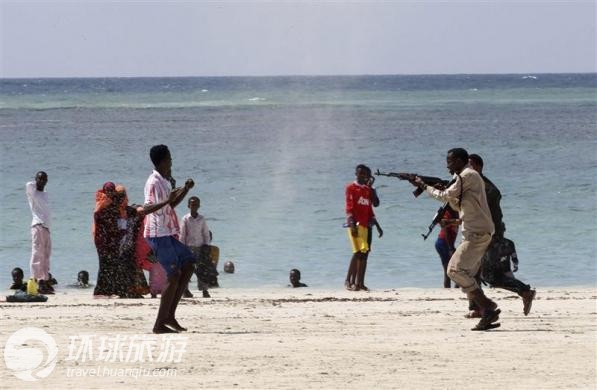 Vida verdadera en la playa de Somalia