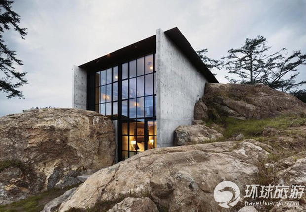Casa de piedra triturada en las Islas San Juan de Washington (EE.UU.)