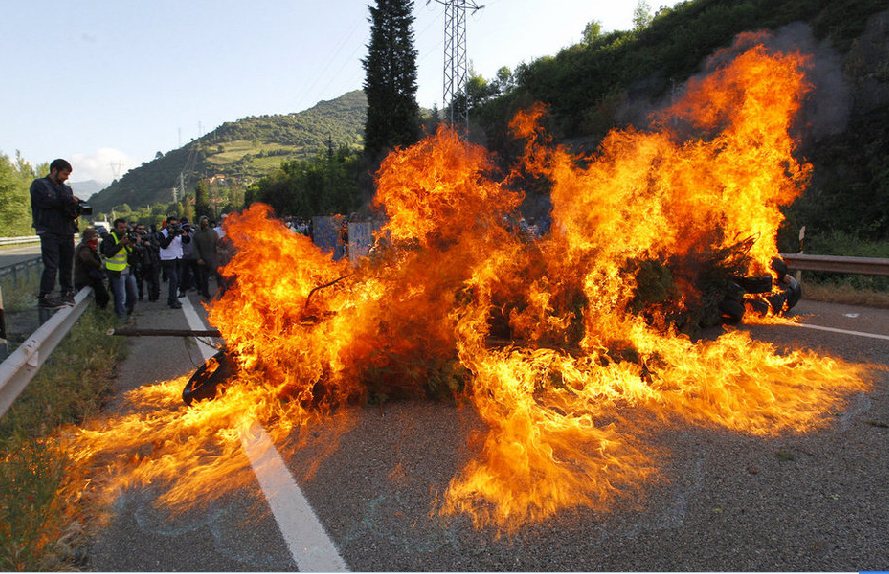 La gran huelga minera en Asturias, España