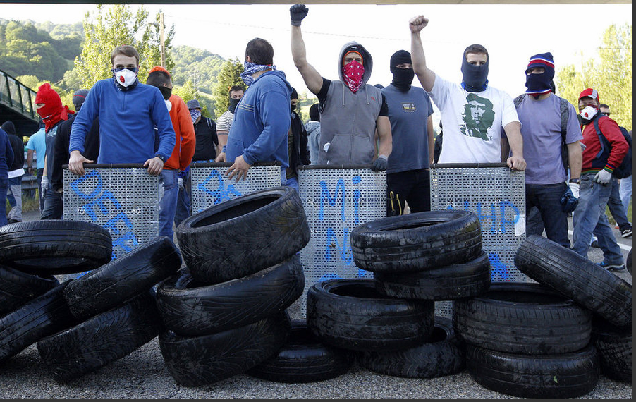La gran huelga minera en Asturias, España