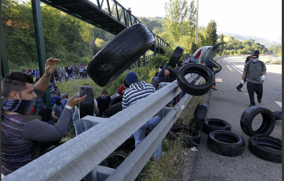 La gran huelga minera en Asturias, España