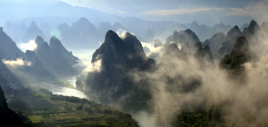 Paisaje impresionante del Rio Lijiang de Guilin, turismo, 