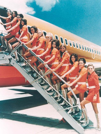 Las azafatas de Aerolínea del sudoeste de los Estados Unidos en los años 70 del siglo XX