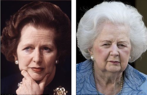 Margaret Thatcher celebró su cumpleaños de 87 años con el mismo estilo de pelo